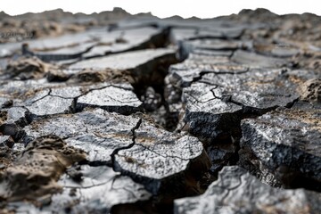 Fototapeta premium A detailed view of a crack in the earth's surface, suitable for use in illustrations or designs about nature, terrain, or geological features