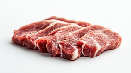 Obraz premium A pile of raw meat sits on a white surface, perfect for food photography or medical illustrations