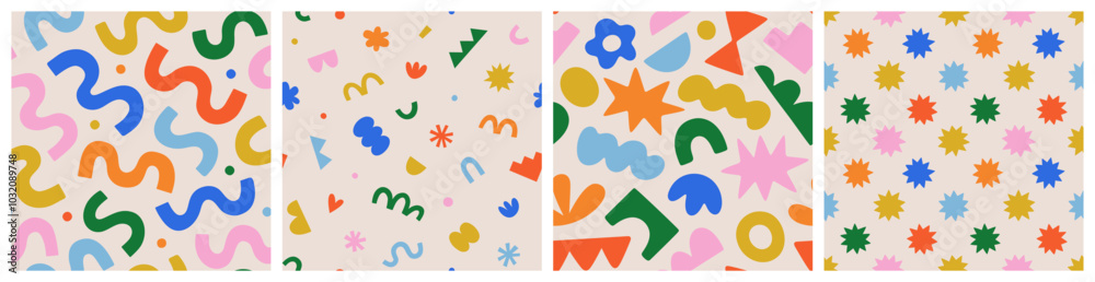 Aufkleber fun colorful seamless pattern collection. creative abstract geometric shape background for children 