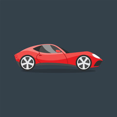 side view red sport car in flat vector design.