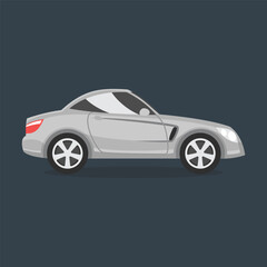 side view grey sport car in flat vector design
