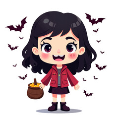 Cute illustration of vampire . isolated halloween characters PNG with no background in cartoon style