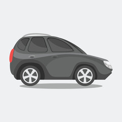 side view black car in flat vector design.