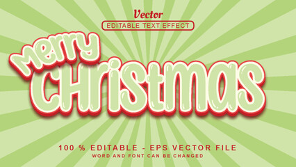 Editable 3d text effect Christmas Simple style isolated on Light Green background