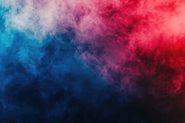 A mysterious smoke cloud with red and blue hues against a dark background