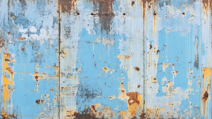 Weathered Wooden Surface with Peeling Blue Paint