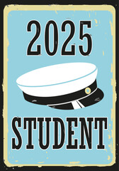 Graduation 2025 traditional Swedish "Studenten" caps, to celebrate the finish  from Gymnasium.  Vector Illustration