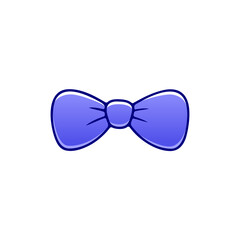 Tied bow. Bow icon. Bow tie. Tie for Man. Design Template. Vector icon. Father's day holiday. Tie icon. Cartoon style. Hand drawn. Doodle style. Blue ribbon. Fashionable clothes. Elegant blue bow.