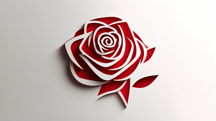 Rose flower logo 3d vector papercut