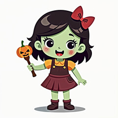 Fototapeta premium Cute isolated zombie PNG with no background for halloween cartoon illustration
