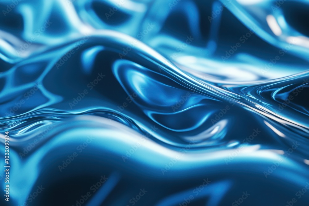 Fototapete Blue-hued reflection flow gradient, motion graphic energy background layer effect in continuous loop for display or computer