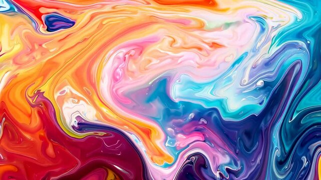 Colorful abstract fluid art painting, vibrant swirl of colors. Modern creative and artistic concept.
