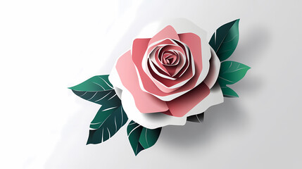 Rose flower logo 3d vector papercut