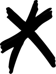 Hand drawn cross mark. Vector illustration.