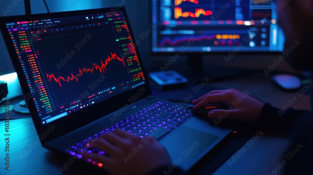 Poster trader analyzing financial data