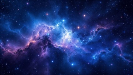 Obraz premium Seamless galaxy texture, deep space with star clusters, glowing nebulae, copy space