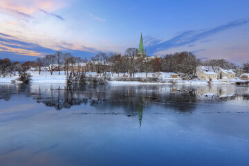 River Nidelva and cathedral Nidarosdomen, Trondheim