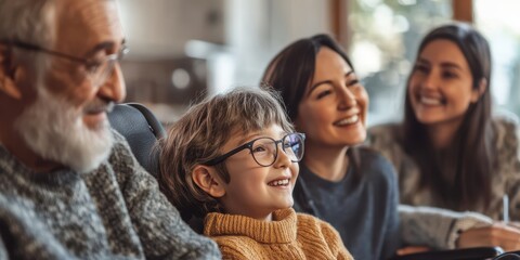 Obraz premium A joyful family gathering, showcasing laughter and love among generations, creating cherished memories together.