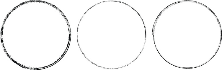 Naklejka premium Set of vector circle border frames with rough edges . Circle frame template collection . distress texture . Grunge tiny frame borders isolated on the background . Rough edges effect . 