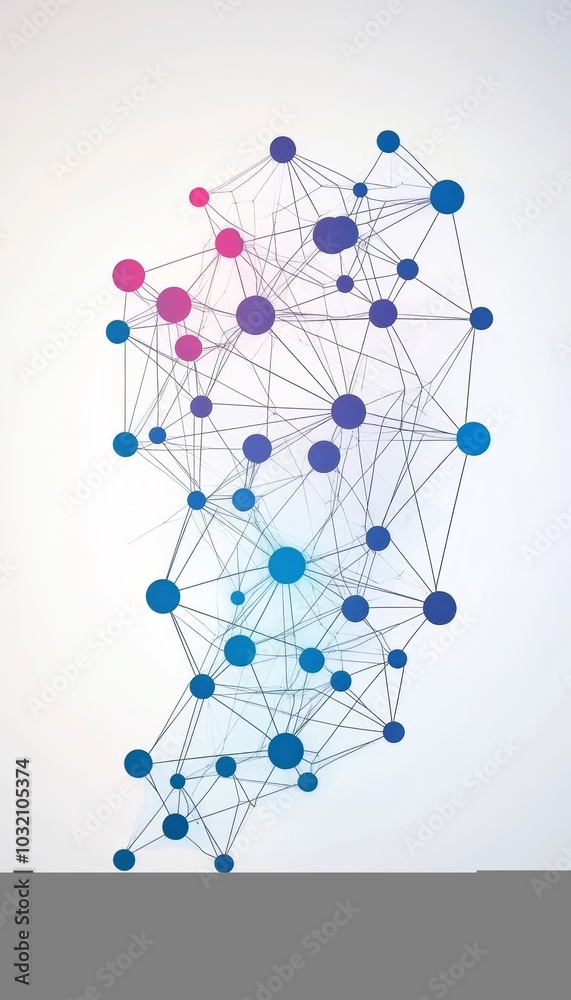 Poster abstract network structure with interconnected nodes. visualization of connections, data, technology