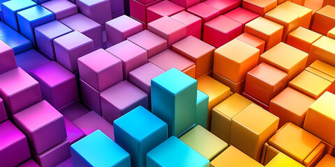 Obraz premium Dynamic Abstract Red Cubes with Gradient Lighting