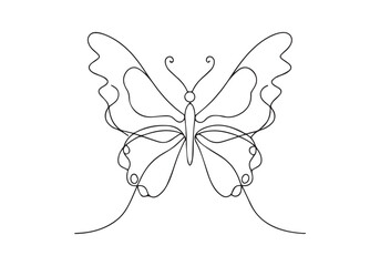 Butterfly in continuous line art drawing  Vector illustration