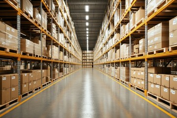 Fototapeta premium Organized Interior of a Spacious Warehouse