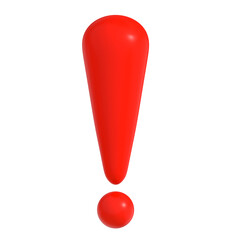 Red exclamation mark icon on png transparent background.