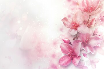 Fresh pink flowers on a clean white surface
