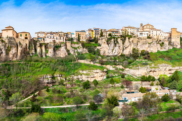 Cuenca, Castile-La Mancha, Spain: Houses hanging on a cliff edge in the old town of Cuenca