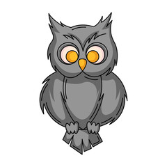 Owl, traditional Halloween mystic symbol, predatory night bird. Vector flat simple element, color illustration. For logo, sticker, print, web design, scrapbooking