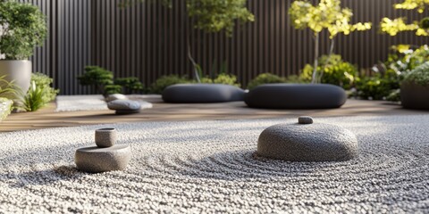Obraz premium Zen garden with rocks and gravel.