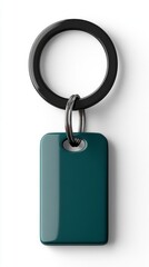Fototapeta premium Glossy teal keychain with a black ring