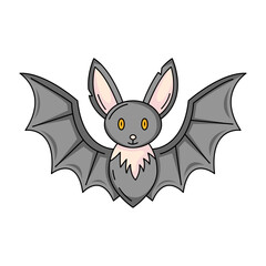 Bat, traditional Halloween mystic symbol, flying wild animal. Vector flat simple element, color illustration. For logo, sticker, print, web design, scrapbooking