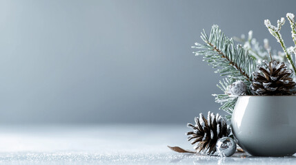 AI Image. Christmas banner with ornament and empty space