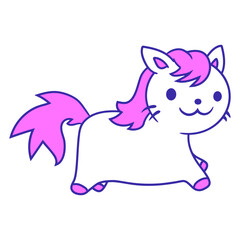 Happy Cat Design Little Pony Face Small Horse Riding Funny Cool Cartoon Cute Cats Lovers Cartoon Comic Fun Love Sweet Kittens Adorable Feline Like Playful Kitties Fur Baby Illustration Paw Pet Owners