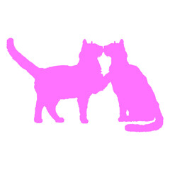 Cat Logo 2 Kissing Couple Two Friends Romance Cuddling Funny Cool Cartoon Cute Cats Lovers Cartoon Comic Fun Love Sweet Kittens Adorable Feline Like Playful Kitties Fur Baby Illustration Paw Pet Owner