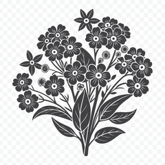 Floral Bunch with Forget Me Not Silhouette Vector for Creative Design and Illustration Use