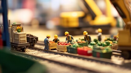 Toy Train Miniature Workers