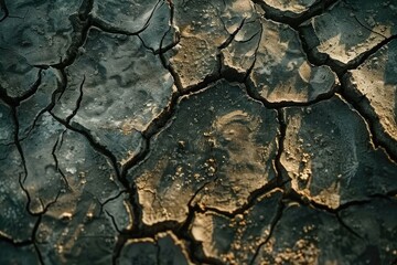 Dried cracked soil  hot climate  crop failure  global warming.