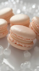Obraz premium Peach Macarons Delight, elegant peach-colored macarons arranged artfully, showcasing delicate texture and inviting sweetness, perfect for any celebration