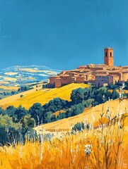 Obraz premium Summer Scenery of Urbino in Italy