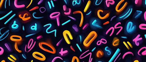 Energetic Neon Scribbles on Dark Background