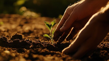 Fototapeta premium Hands Planting a Seedling