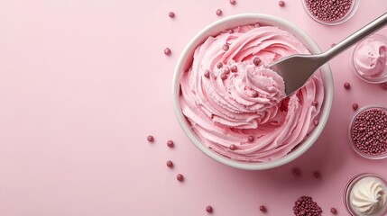 Top View of Royal Icing in a Bowl with Sprinkles