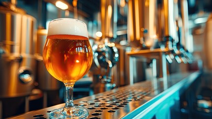 Fresh Organic Beer in Modern Brewery Environment