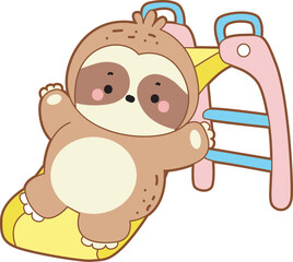 Cute sloth vector icon. Funny baby sloth animal series stock illustration. Slow life of fluffy sloth designs.
