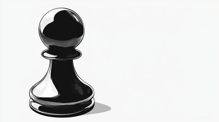 Minimalist Black Chess Pawn Illustration on White Background for Strategic Concepts