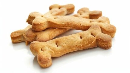 Naklejka premium Delicious Bones Biscuits for Dogs Isolated on a White Background