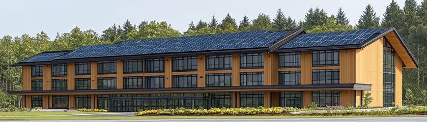 Fototapeta premium Modern Eco-Friendly Building with Solar Panels